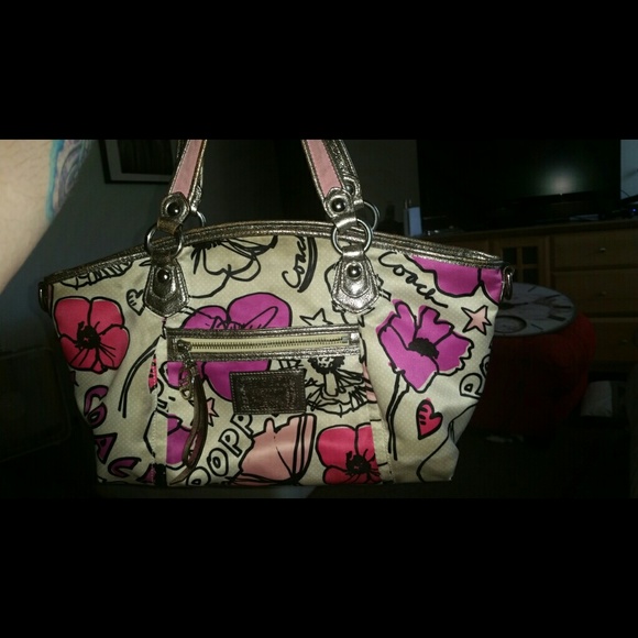 COACH POPPY PETAL PRINT ROCKER PURSE 16308 - Picture 4 of 4