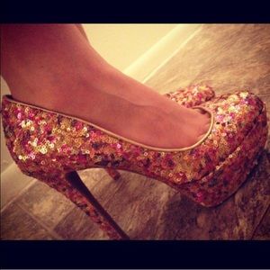 Jessica Simpson Multicolor Sequin Heels