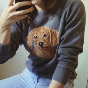 Vintage Raglan Needlepoint Dachshund Sweatshirt