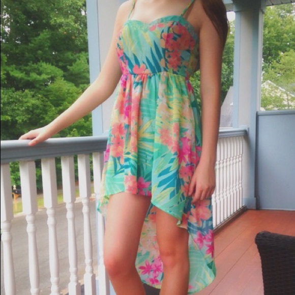 Mimi Chica Boho Hi-Low Tropical Floral Sundress