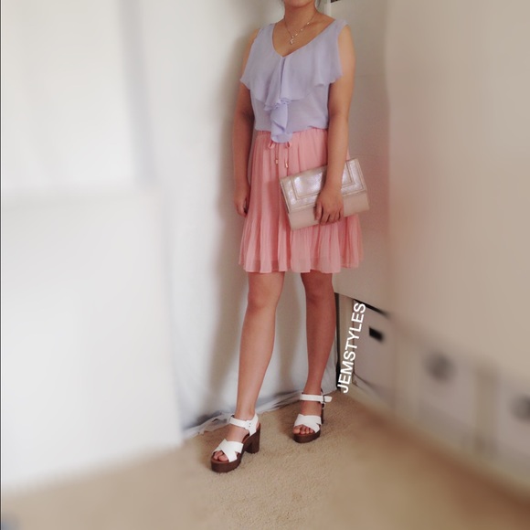 🌟HP🌟 NWOT Pink Flowy Pleated Skirt - Picture 3 of 3