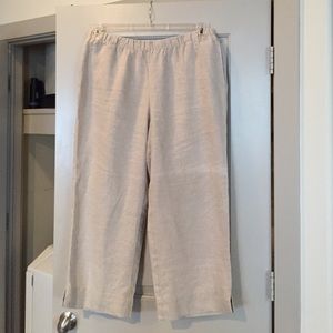 J Jill khaki full leg cropped linen pants 1x