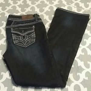 Hydraulic boot cut dark wash jeans