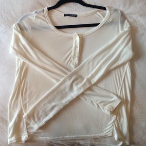 Brandy Melville White Button Long Sleeve