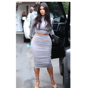 Kim Kardashian Style 2 piece crop top & Midi skirt