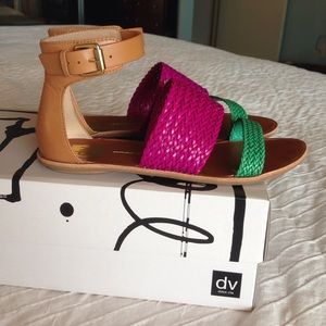 Colorful flat gladiator style sandals