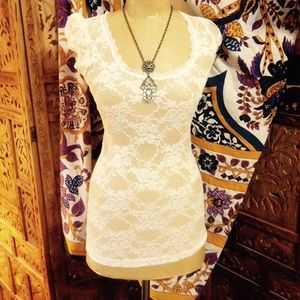 XS see through white lace top