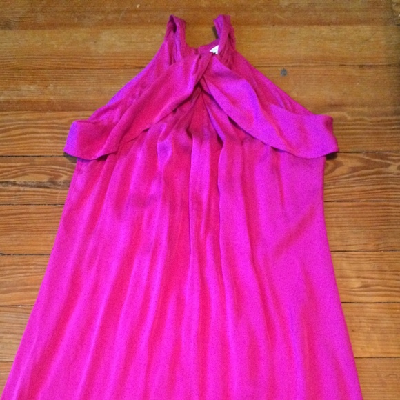 Banana Republic fuchsia, halter knee-length dress