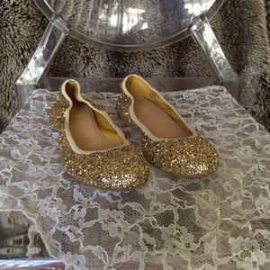 Gold glitter ballet flats