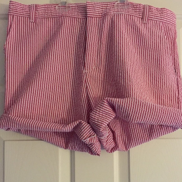 American Apparel Red & White Seersucker Shorts