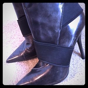 Black patent ankle boots