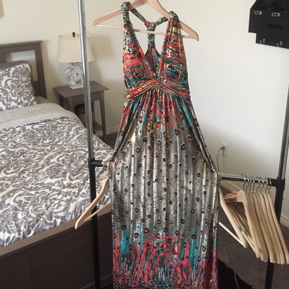 Gold embellished maxi dress