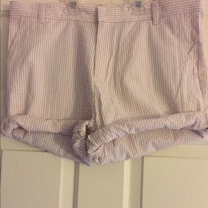 American Apparel Khaki & White Seersucker Shorts