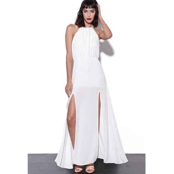 LOVERS + FRIENDS White Halter Maxi Dress XS