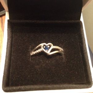 Sterling silver/Sapphire ring in pandora box