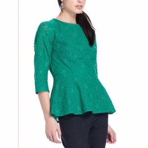 Green lace peplum top