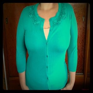 Turquoise ribbon knitt cardigan from target.