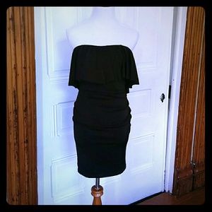 NWOT Sexy brown tube dress with ruffle
