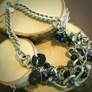 Silver and Midnight Blue Chunky Chain Necklace