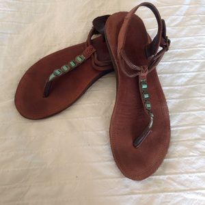 Reef brown and turquoise leather sandals