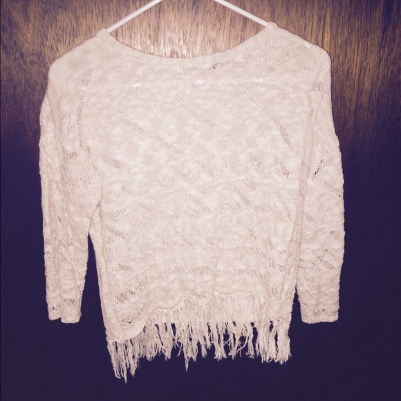 Cream colored knit sweater w/ tassels
