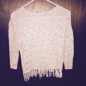 Cream colored knit sweater w/ tassels