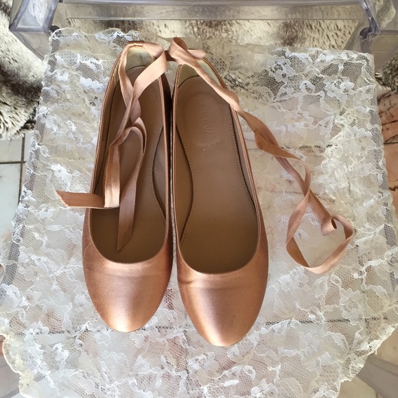 J. Crew Shoes - Pink satin ballet flats with grosgrain strap