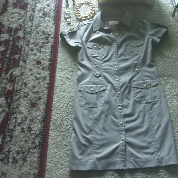 Olive Green Military Style Dress