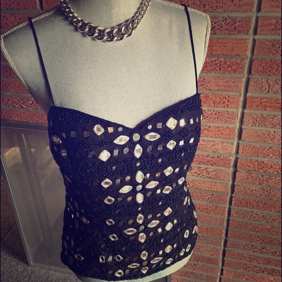 Vintage Tops - Vintage GLAM Silk Sequin Top