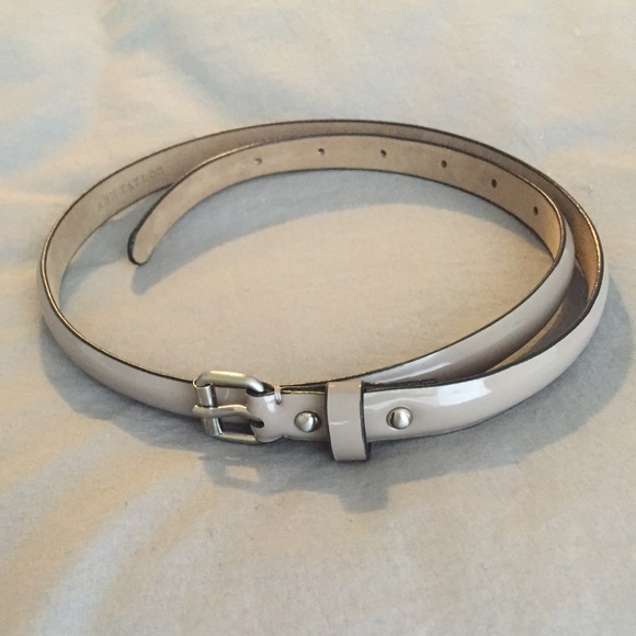 Nude Patent Leather Skinny Belt