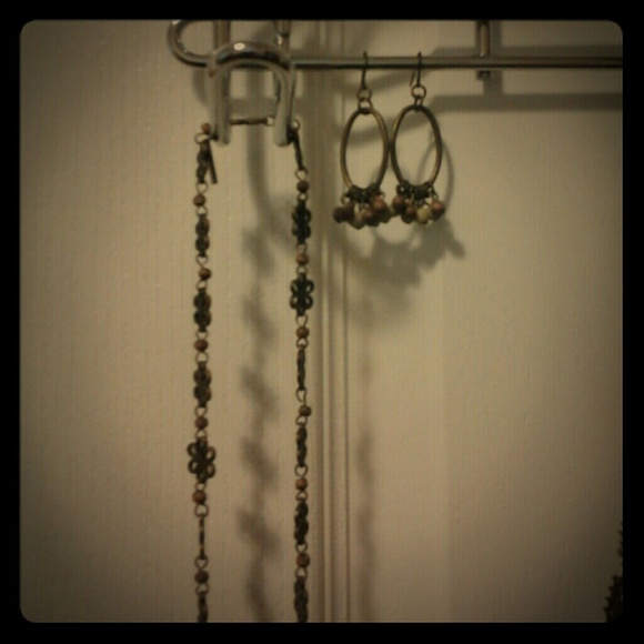 long necklace and dangle earing set