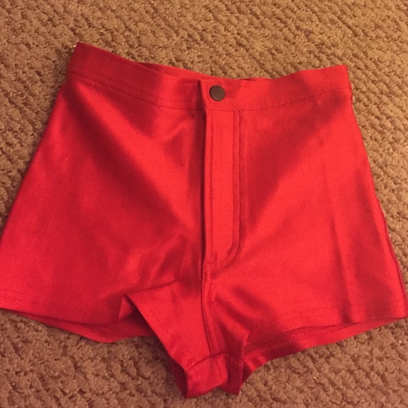 American apparel red disco shorts