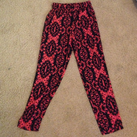 Redish pink and black joggers