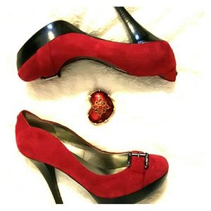 Red hot sexy suede heels
