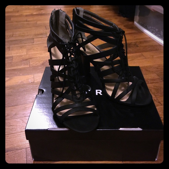 Black Lace Up Cage Heels