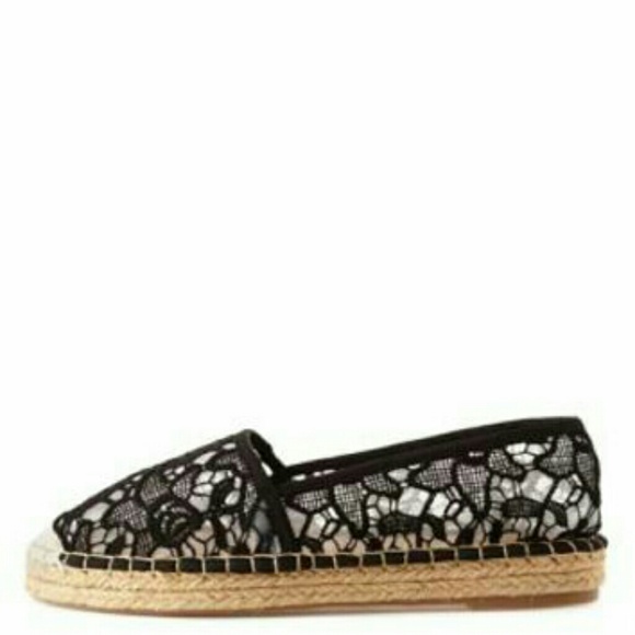 Charlotte Russe Black Lace Flats