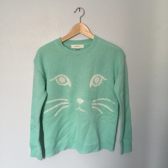Mint Green Cat Face Sweater