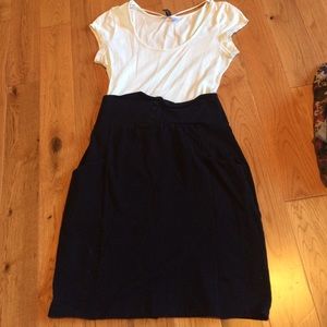 Two-piece inspired black and white dress
