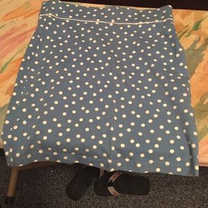 Small stretchy blue polkadot skirt