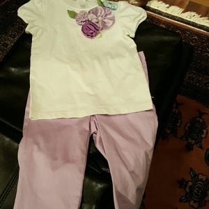 Janie and Jack purple Capri pants and with shirt