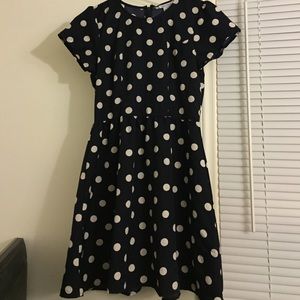 dark blue Polk a dot dress