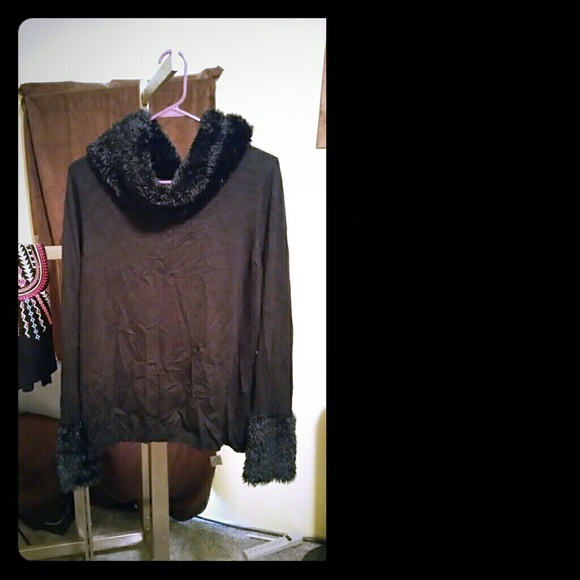 Black furry sweater