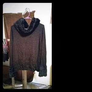 Black furry sweater