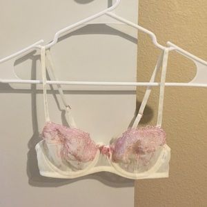NWOT Pink and cream lace bralette