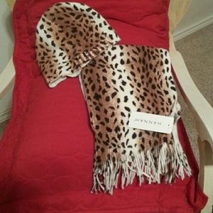 Leopard  print scarf and matching  beanie