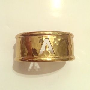 Gold Cuff Bracelet w/ A