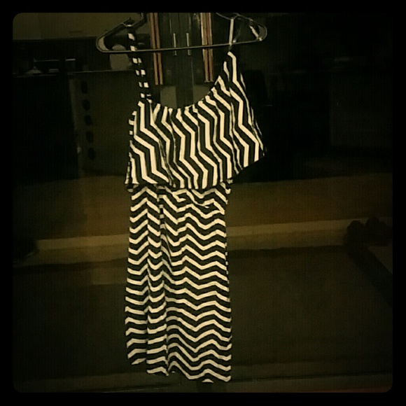 Off shoulder navy chevron Dress