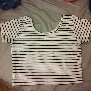 Striped white and black crop top