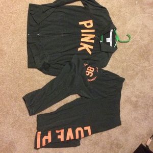 Vs pink zip up and boyfriend sweat pants