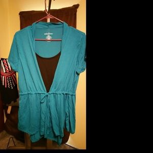 Black and teal 2 in 1 shirt